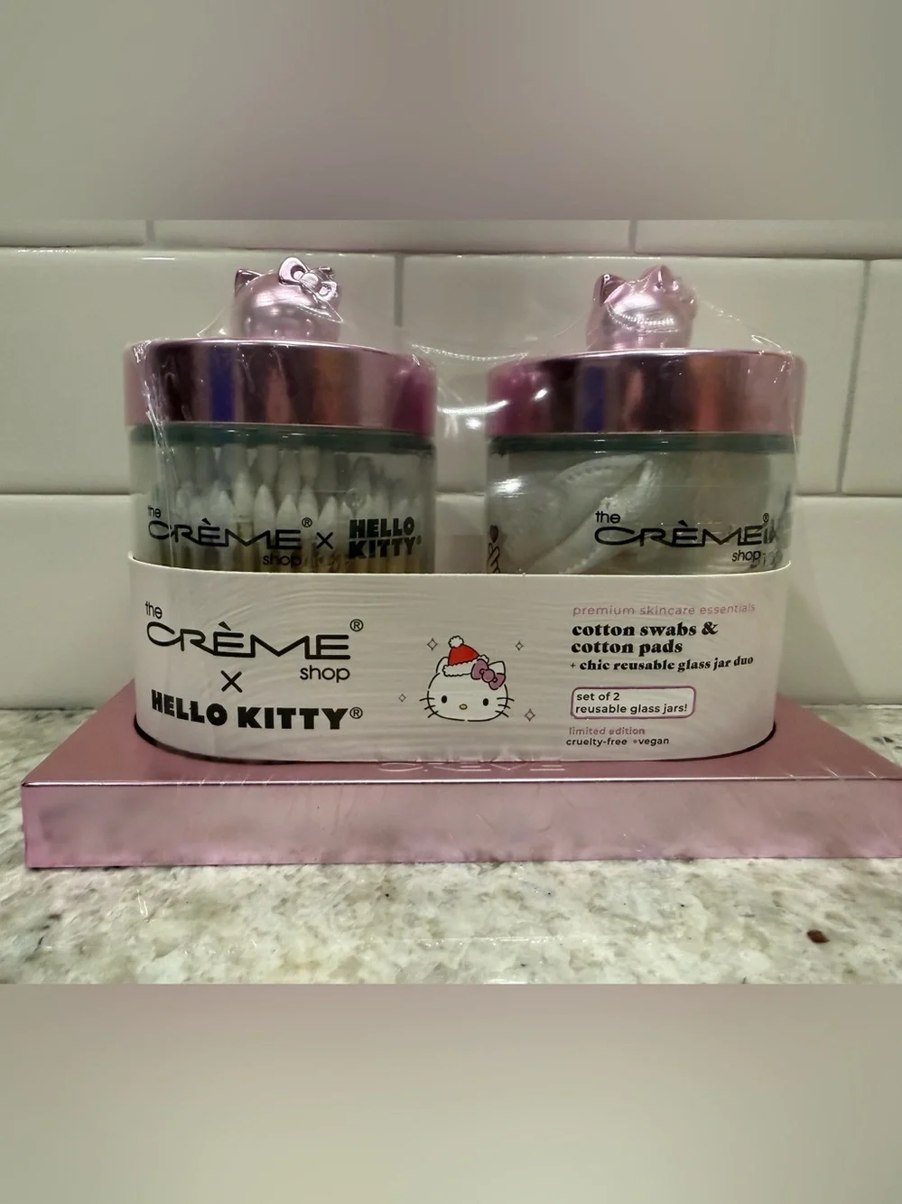The Crème Shop x Hello Kitty Cotton Swabs & Cotton Pads Set - Pink NEW!